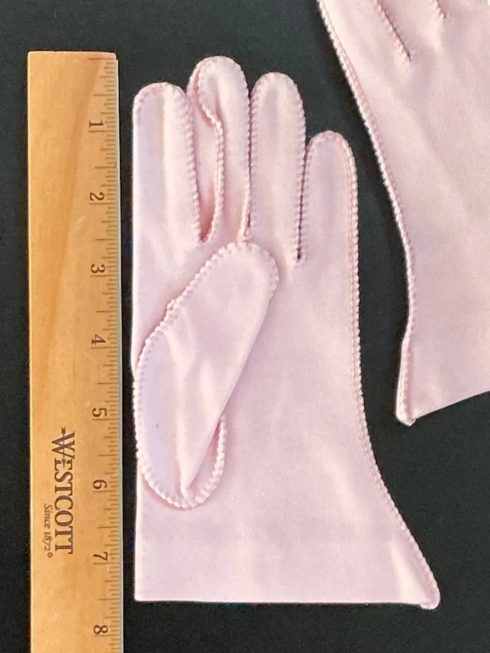 VTG 1950s Shalimar Pink Cotton Dress Gloves Shorties Double Knit Size 6.5